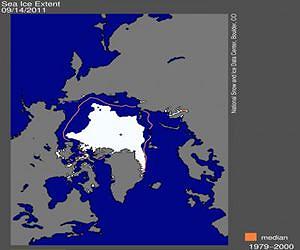 Arctic sea ice reaches minimum 2011 extent