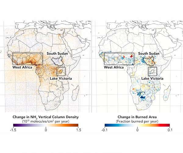 NASA Study Traces Decade of Ammonia Air Pollution in Africa