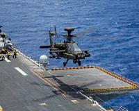 Army helicopters train on ship landing