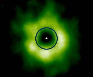 Snow falling around infant solar system