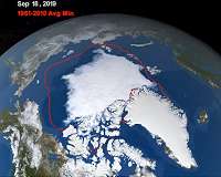 2019 Arctic Sea Ice Minimum tied for second lowest on record