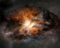 The turbulent birth of a quasar