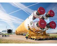 First NASA Artemis Rocket Core Stage loaded on Pegasus Barge