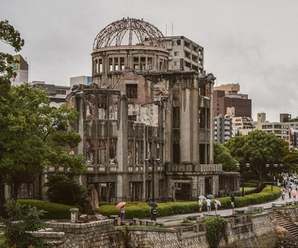 Typhoon forces Japan atomic bomb commemorations inside