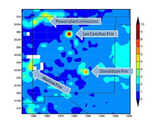 NASA's Aura Satellite measures pollution from New Mexico, Arizona fires