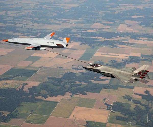 Boeing's MQ-25 T1 drone refuels F-35 in third mid-air replenishment