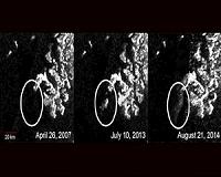 Cassini Watches Mysterious Feature Evolve in Titan Sea