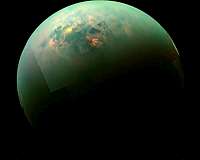 Bathtub rings around Titan's lakes might be made of alien crystals