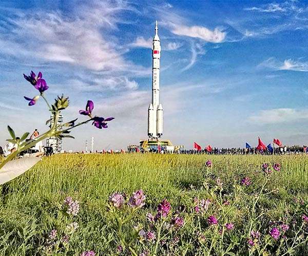 Manned space mission preps for takeoff