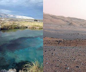 Curiosity on Mars sits on rocks similar to those found in marshes in Mexico