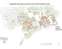 Unofficial pathways visible from orbit play role in Detroit redevelopment