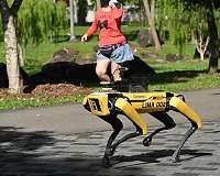 Robot dog on virus park patrol in Singapore