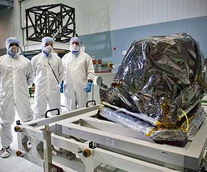 Two Cameras Offer View of JWST in Clean Room