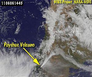 Three Satellites See Eruption of Puyehue-Cordon Volcano from Space