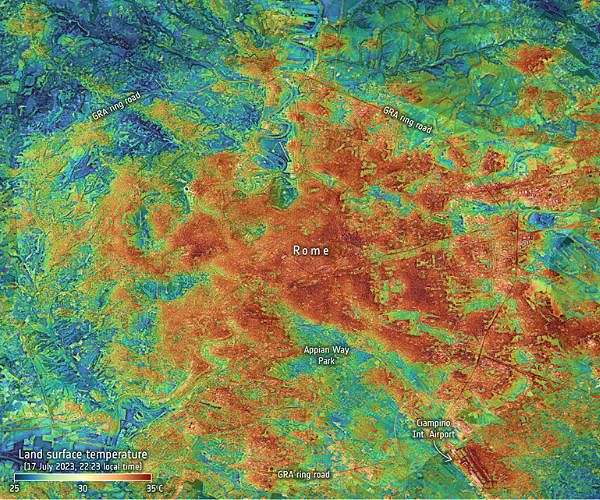 Sensing city night heat from space