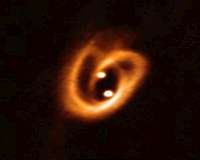 Twin baby stars grow amongst a twisting network of gas and dust
