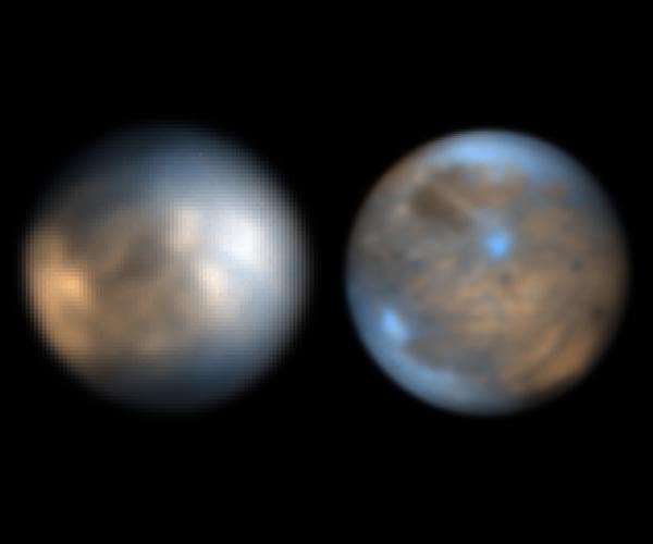 Sharpest Earth-based images of Europa and Ganymede reveal their icy landscape