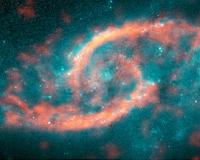 Tsunami of stars and gas produces dazzling eye-shaped feature in galaxy