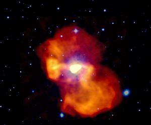 Super-massive black hole inflates giant bubble