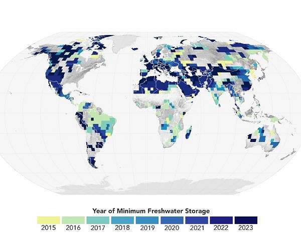 NASA Satellites Reveal Abrupt Drop in Global Freshwater Levels