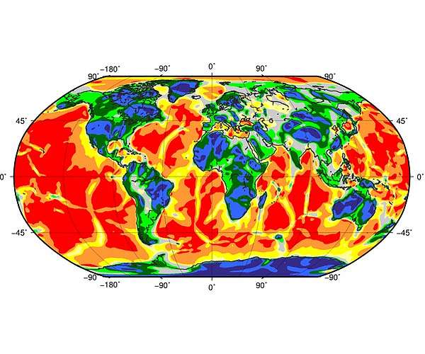 Seafloor spreading has been slowing down