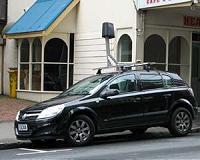 Google self-driving car coming around the corner