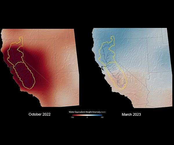 US-German satellites show California water gains after record winter