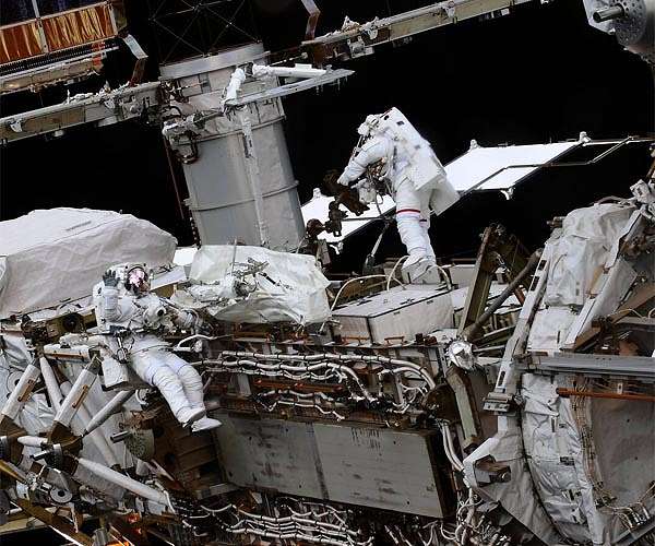 Astronauts wrap up spacewalk outside ISS to prep for new solar arrays