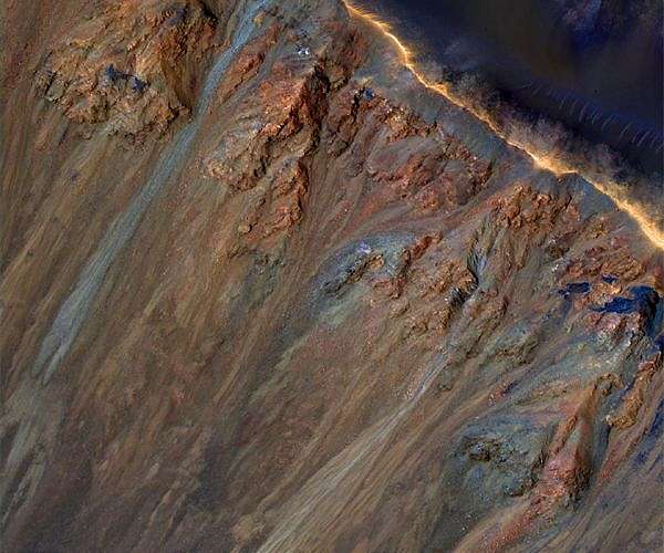Martian landslides caused by underground salts and melting ice?