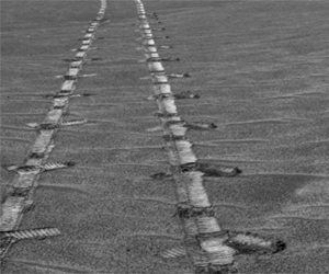 Mars Rover Driving Leaves Distinctive Tracks