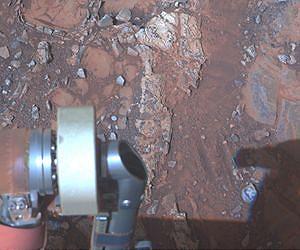 Mars Rover Opportunity Examines Clay Clues in Rock