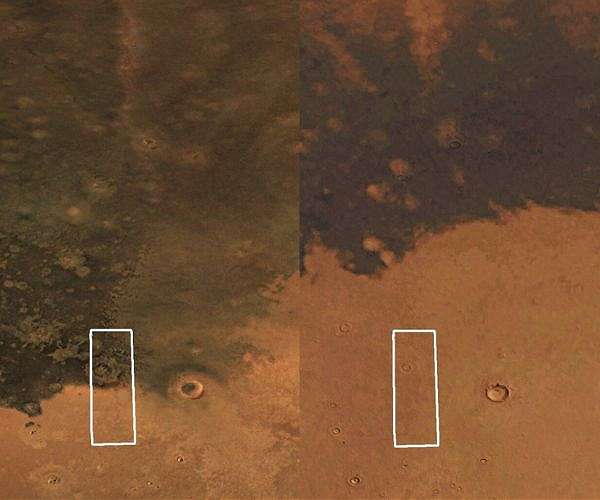 Mars Express Captures Volcanic Ash Spreading Across Utopia Planitia Over Five Decades