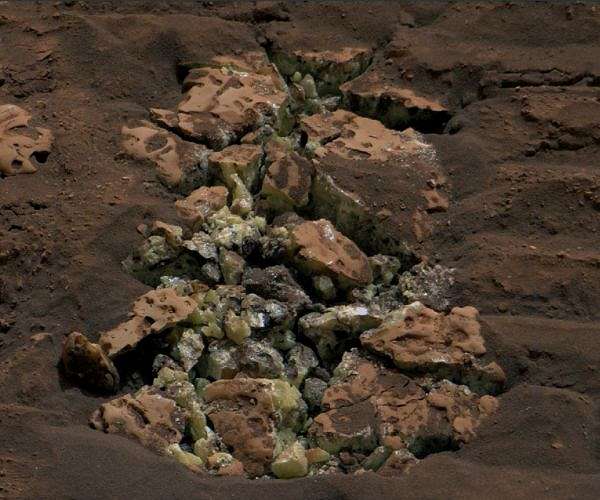 An oasis in the desert on Mars