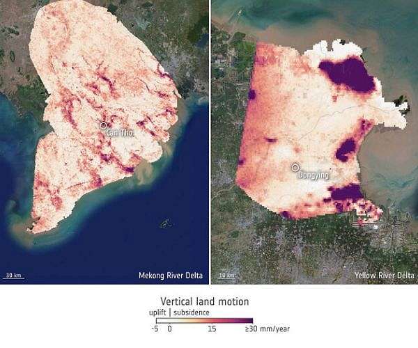 Satellite radar maps reveal rapid delta land loss