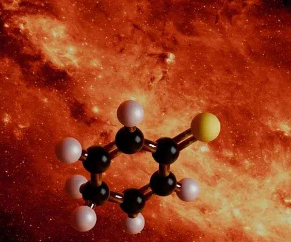 Sulfur ring molecule in galactic cloud links space chemistry to life
