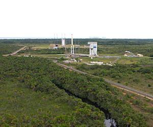 Ariane 5 arrives at the Spaceport's Final Assembly Building for payload installation
