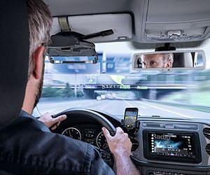 Head-up display for cars projects navigation app onto windshield