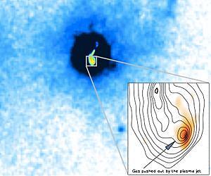 Powerful jets blowing material out of galaxy