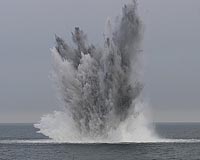 Royal Navy mine-hunter undergoing refit by Babcock