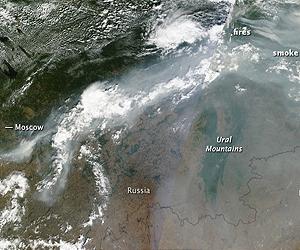 Terra Satellite Sees Intense Fires And Smoke Over Western Russia