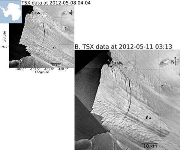 Speed record for glacier fracture helps reveal the physics of ice sheet collapse
