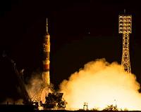 Soyuz rocket with three astronauts launches towards ISS