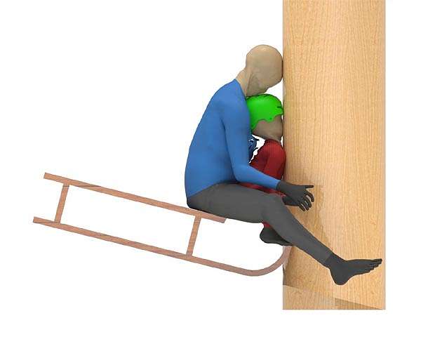 Toboggan accident crash test: Without helmet, serious injuries even at low speeds
