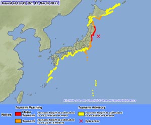 Earthquake acoustics can indicate if a massive tsunami is imminent
