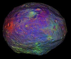 Dawn Mission Video Shows Vesta's Coat of Many Colors