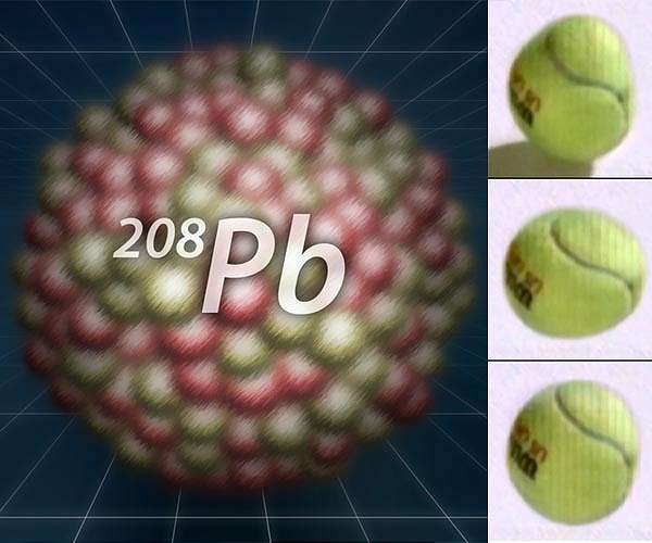 Extremely rare observation of 'tennis-like' vibrations of lead