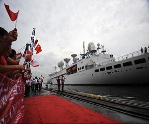 China's space tracking ship Yuanwang-5 berths at Jakarta for replenishment